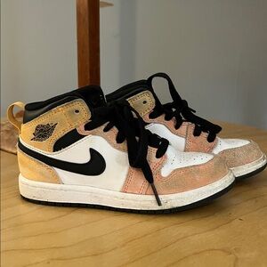 Nike Air Jordan “Flight Club” Mids in White, Orange, and Black, size 12C